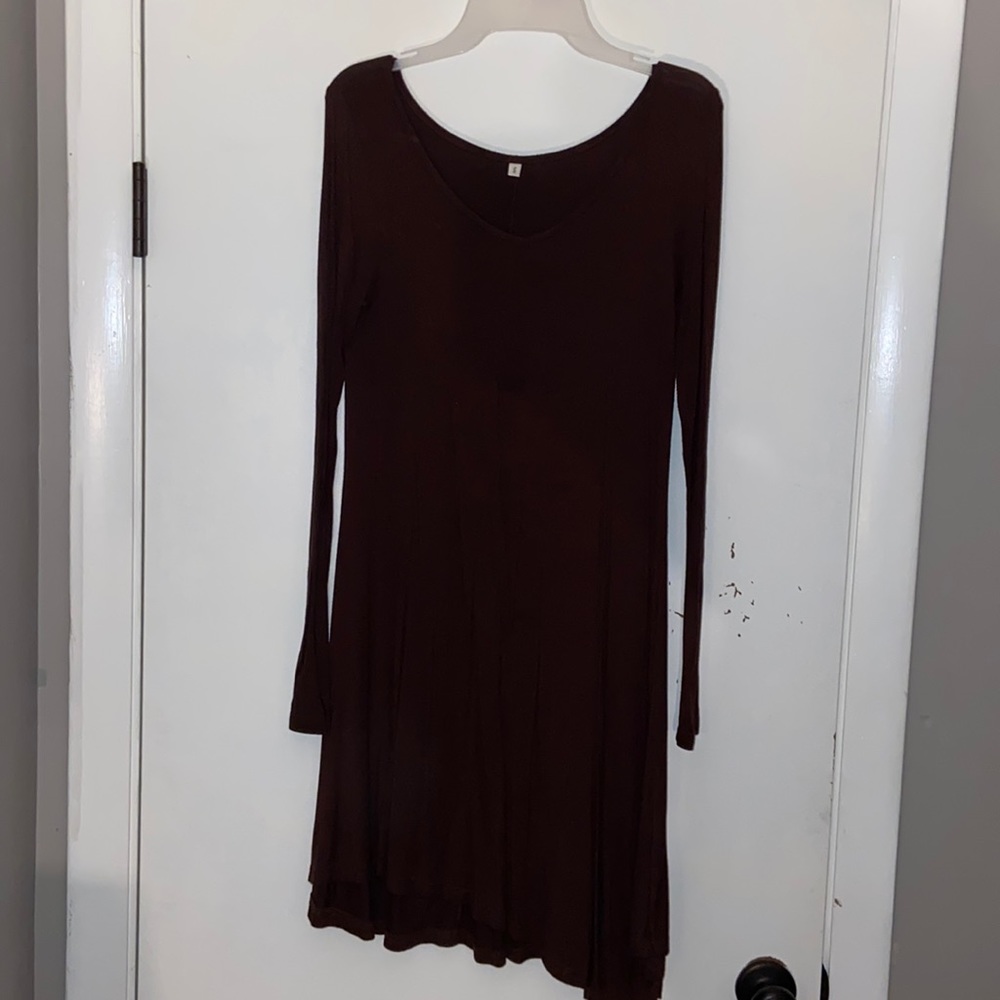 Dark brown long sleeve small dress